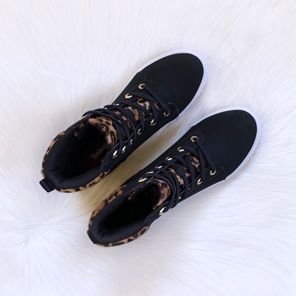 Timberland Black and Leopard Lace Up Boots - Picture 3 of 6